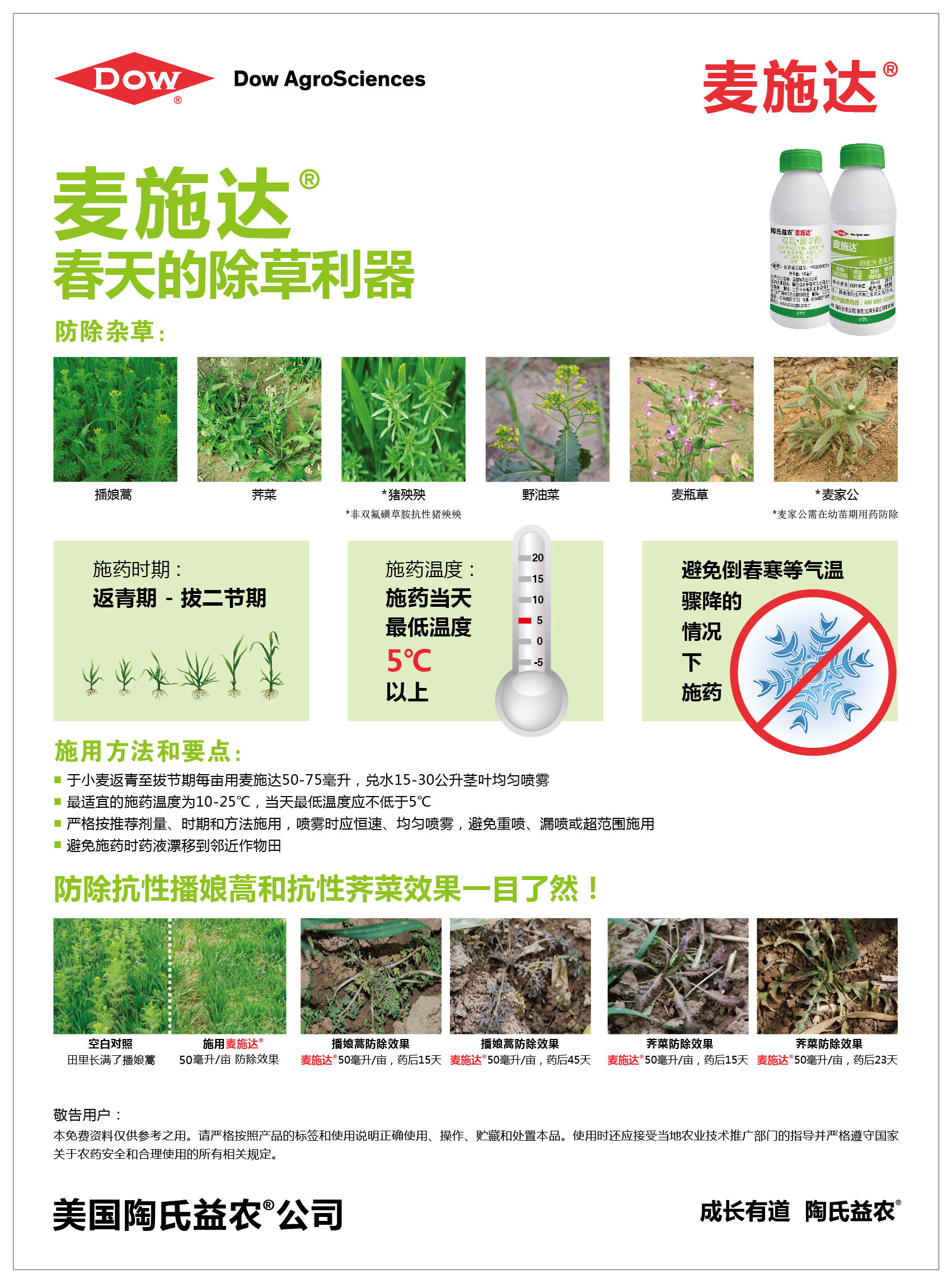 不建议使用麦施达防除对双氟磺草胺产生抗性的猪殃殃.